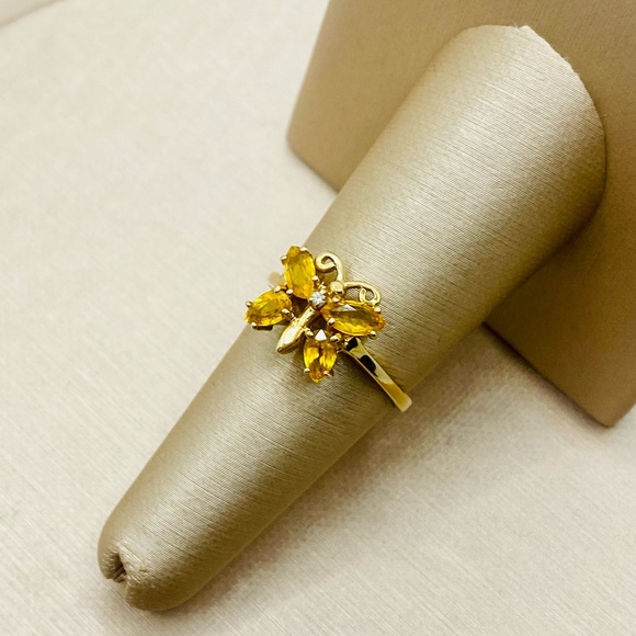 EUC Gold Natural Citrine & Diamond Butterfly Ring - Picture 3 of 12